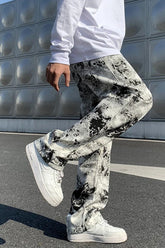 Hip Hop Schwarz Weiß Tie Dye Jeans Hose